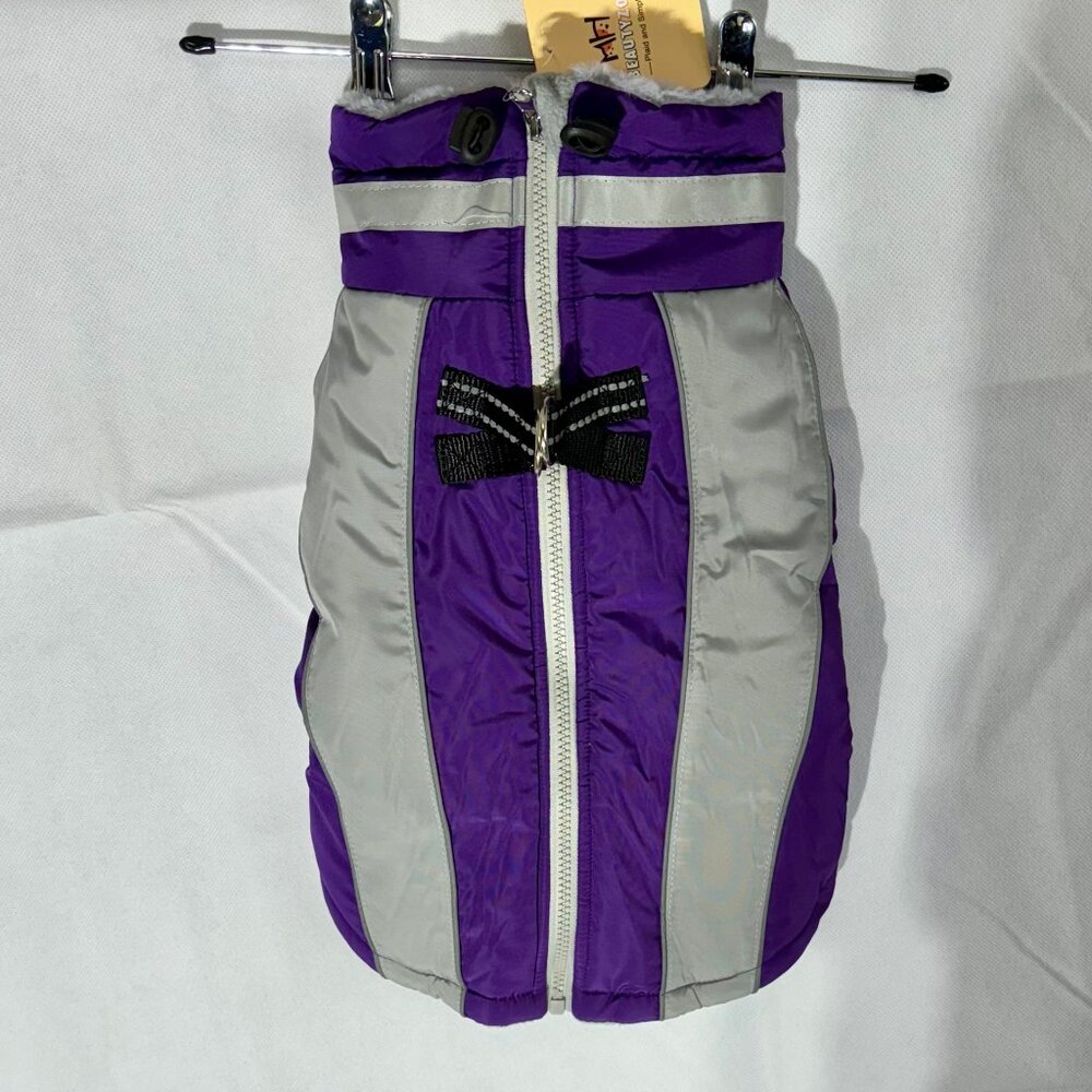 Dog Coat MH Beauty Zoo, Plaid and Simple Purple & Gray Size M with Zipper B-1A